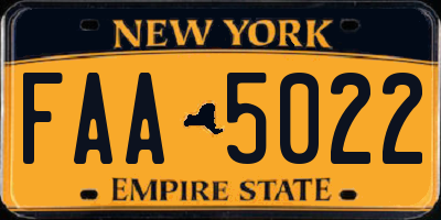 NY license plate FAA5022