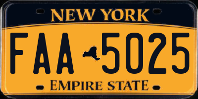 NY license plate FAA5025