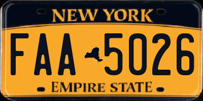 NY license plate FAA5026