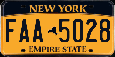 NY license plate FAA5028