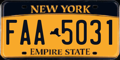 NY license plate FAA5031