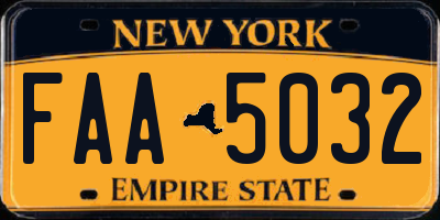 NY license plate FAA5032
