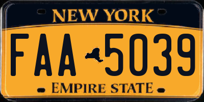 NY license plate FAA5039