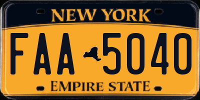 NY license plate FAA5040