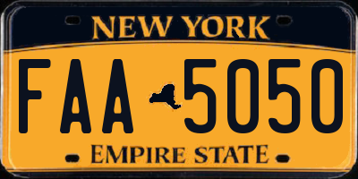 NY license plate FAA5050