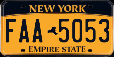 NY license plate FAA5053