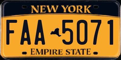 NY license plate FAA5071