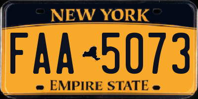 NY license plate FAA5073