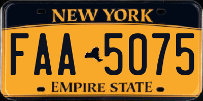 NY license plate FAA5075