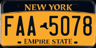 NY license plate FAA5078