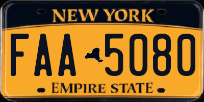 NY license plate FAA5080