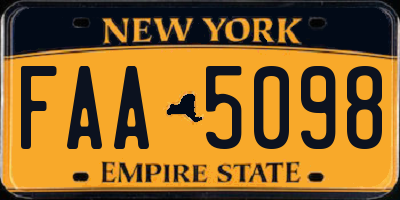 NY license plate FAA5098