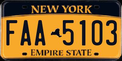 NY license plate FAA5103