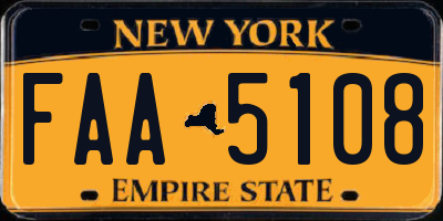 NY license plate FAA5108