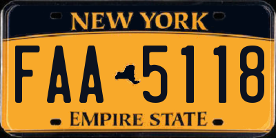 NY license plate FAA5118