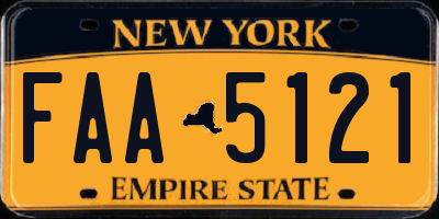 NY license plate FAA5121