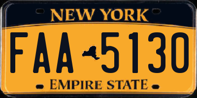 NY license plate FAA5130