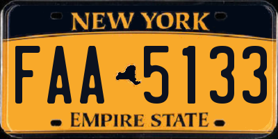 NY license plate FAA5133