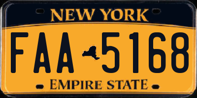 NY license plate FAA5168