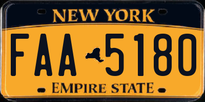 NY license plate FAA5180