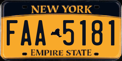 NY license plate FAA5181