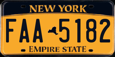 NY license plate FAA5182