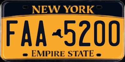 NY license plate FAA5200