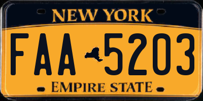 NY license plate FAA5203