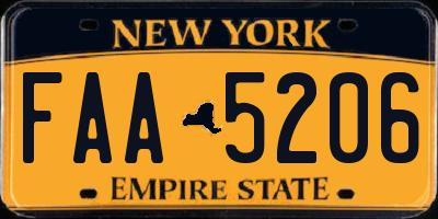 NY license plate FAA5206