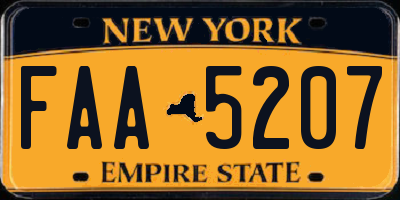 NY license plate FAA5207