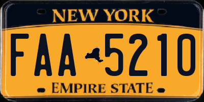 NY license plate FAA5210