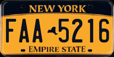 NY license plate FAA5216