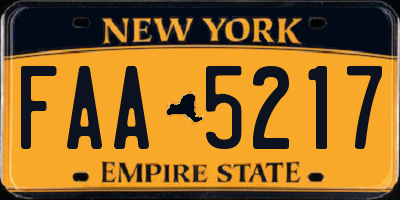 NY license plate FAA5217