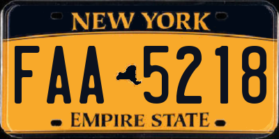 NY license plate FAA5218