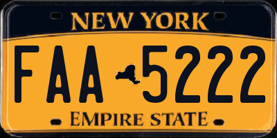 NY license plate FAA5222