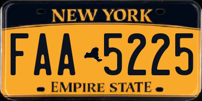 NY license plate FAA5225