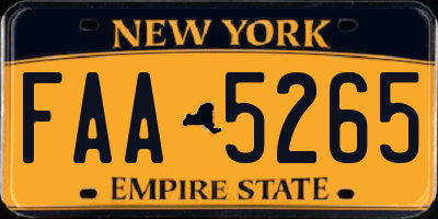NY license plate FAA5265