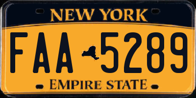 NY license plate FAA5289