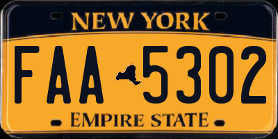 NY license plate FAA5302