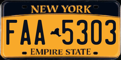 NY license plate FAA5303