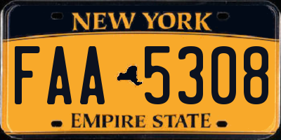 NY license plate FAA5308