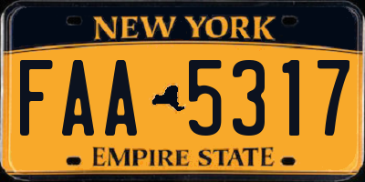 NY license plate FAA5317