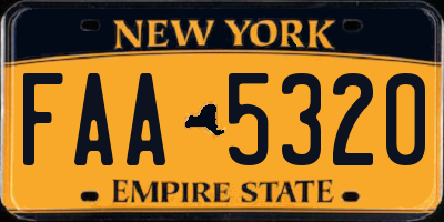 NY license plate FAA5320