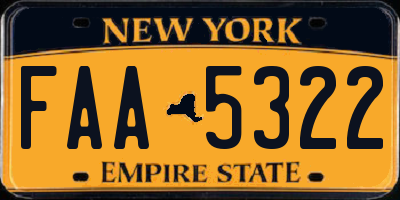 NY license plate FAA5322