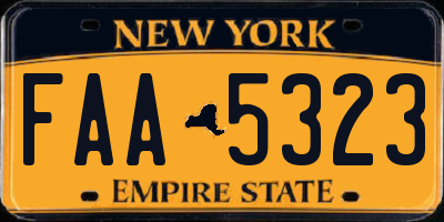 NY license plate FAA5323