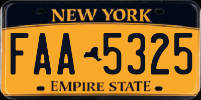 NY license plate FAA5325