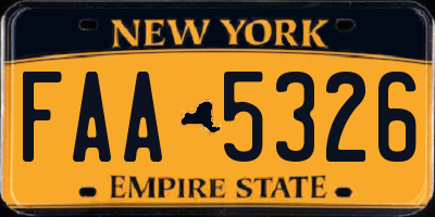 NY license plate FAA5326