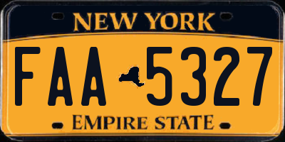 NY license plate FAA5327