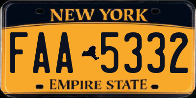 NY license plate FAA5332