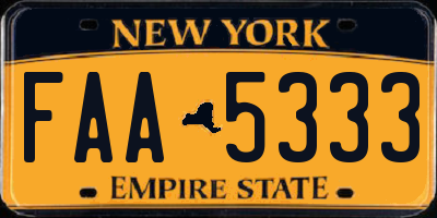 NY license plate FAA5333